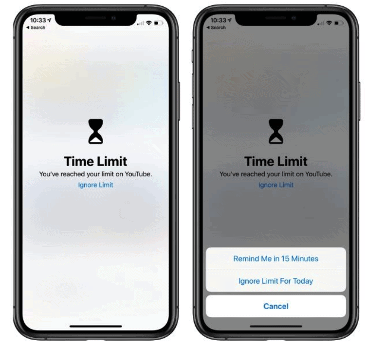time limit to apps set on iphone
